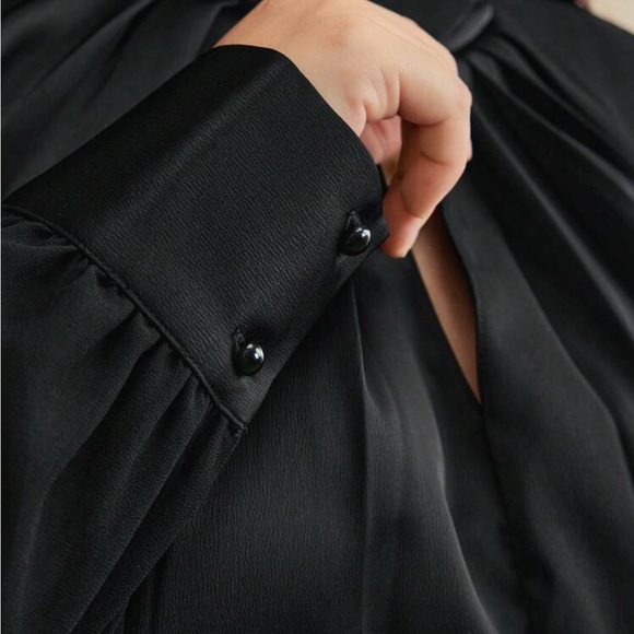 Elegant Long Sleeve Mock Twisted Neck Women Top Blouse Shirt BURGUNDY - Picture 8 of 16